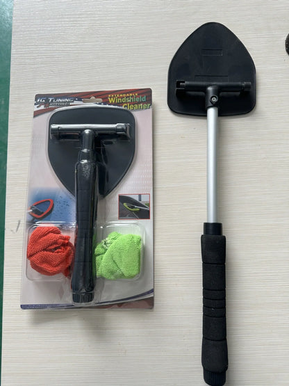 Plastic car windshield window cleaning brush in red, green, and sapphire blue colour options