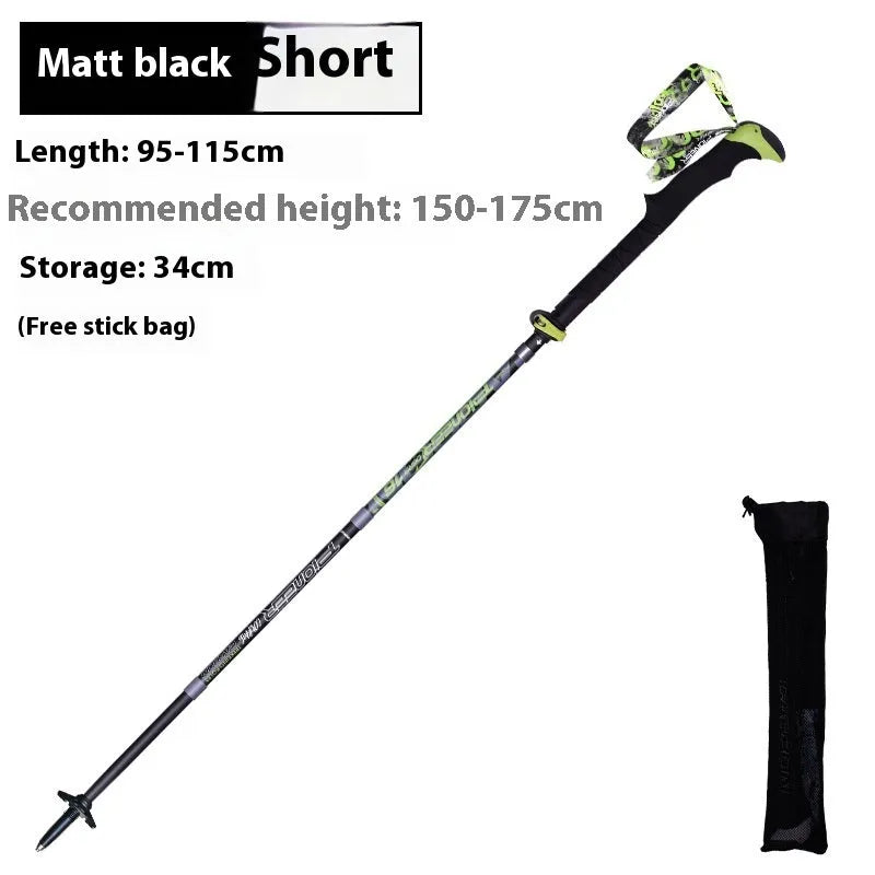 Carbon fibre folding climbing cane with 5-section tube and tungsten steel tip