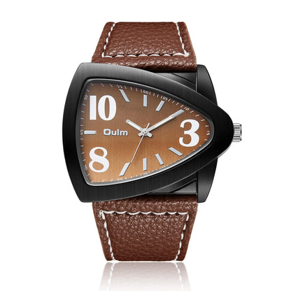 Men's casual wristwatch with a triangular link metal belt and a 9mm thick case