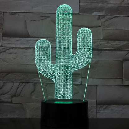 Cactus-shaped LED night light with colour-changing display and remote control, dimensions 200×150×87mm