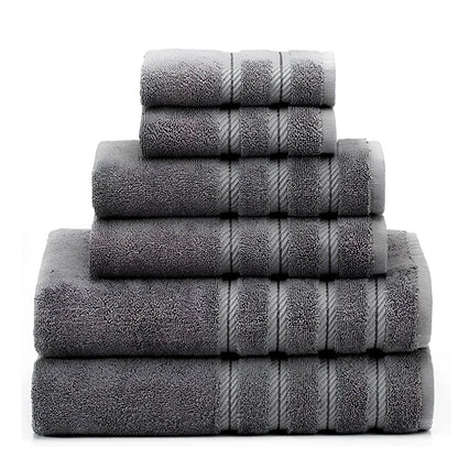 Three-piece long staple cotton towel set in blue: 33x33cm face cloth, 70x33cm hand towel, 70x137cm bath towel