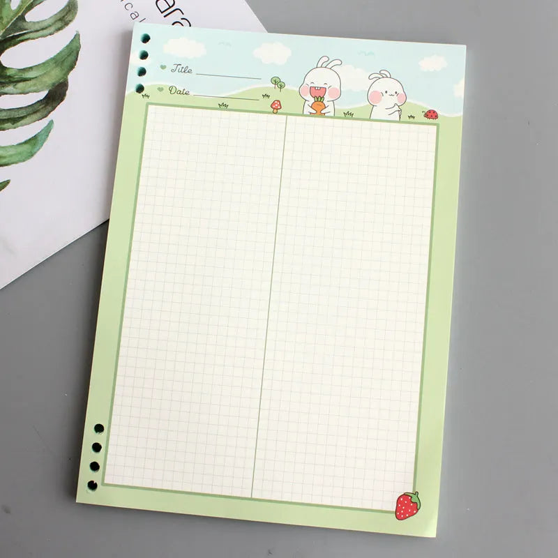 B5 size loose-leaf notebook refill with PP plastic shell in assorted colours: blue, green, pink, yellow, transparent.