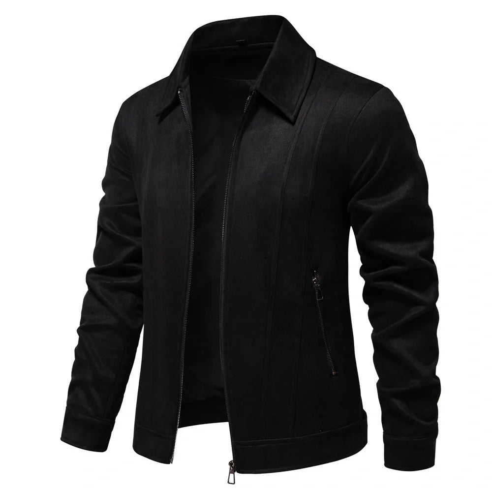 Men's stylish suede lapel zipper jacket for autumn and winter in various colours