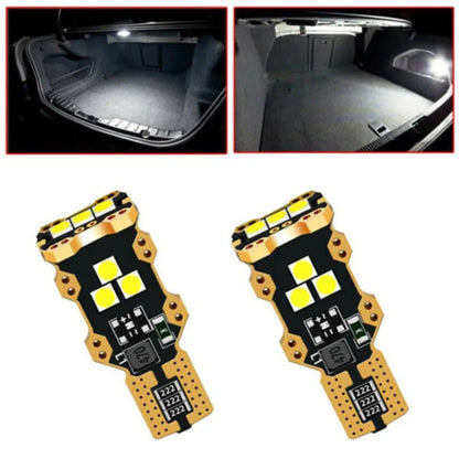 T15 automotive reverse light bulb with white PVC construction and 6000K white light output