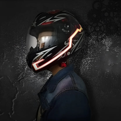 Motorcycle helmet EL cold light strip 380x35mm 3V with 3 modes, waterproof PVC, 3M adhesive, in blue red green white yellow.