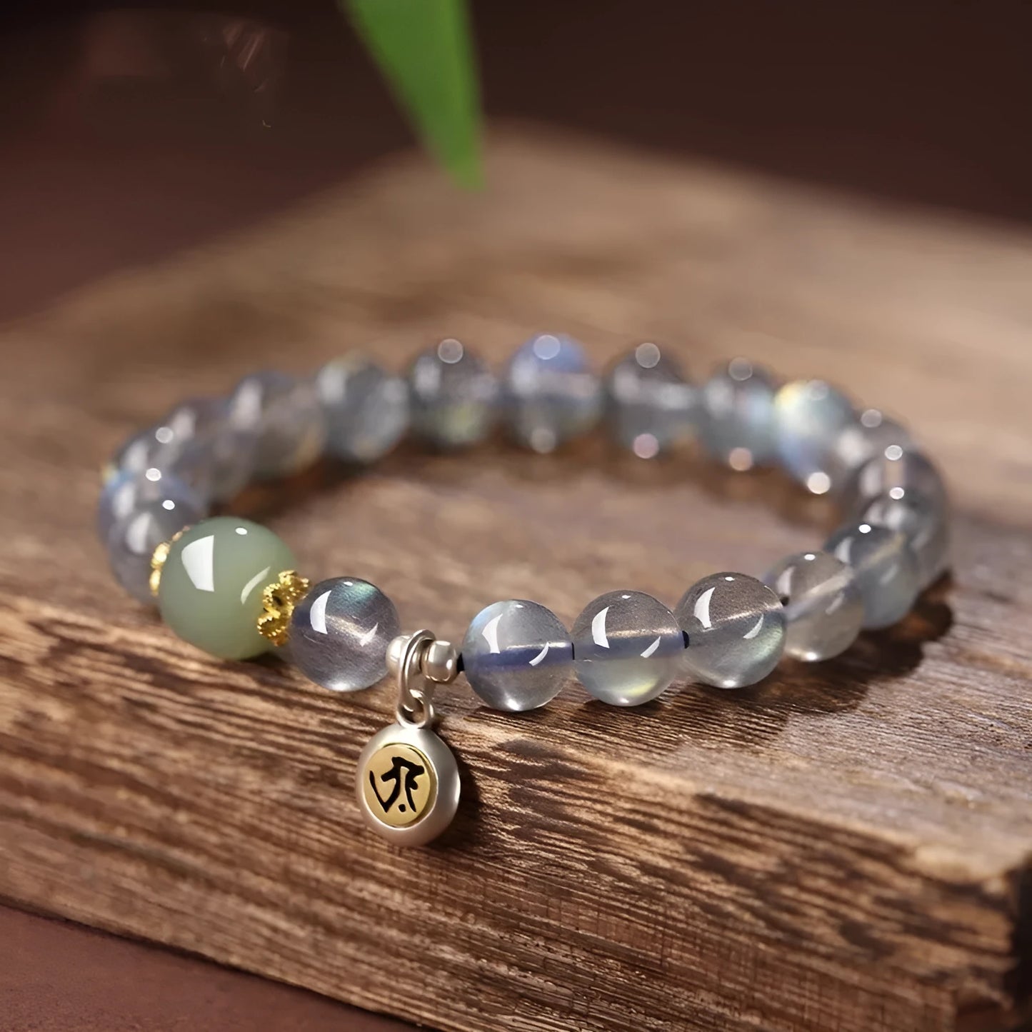 Birth Buddha Beads moonstone crystal bracelet with zodiac animal modelling and electroplated finish