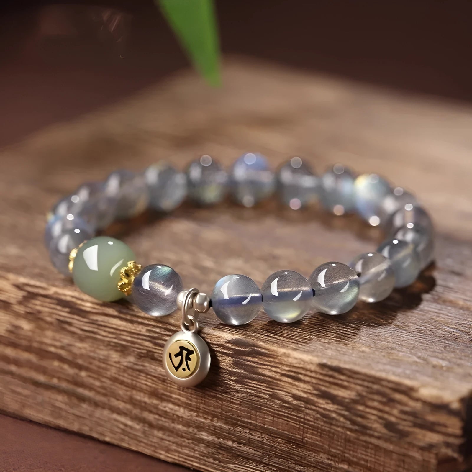 Birth Buddha Beads moonstone crystal bracelet with zodiac animal modelling and electroplated finish