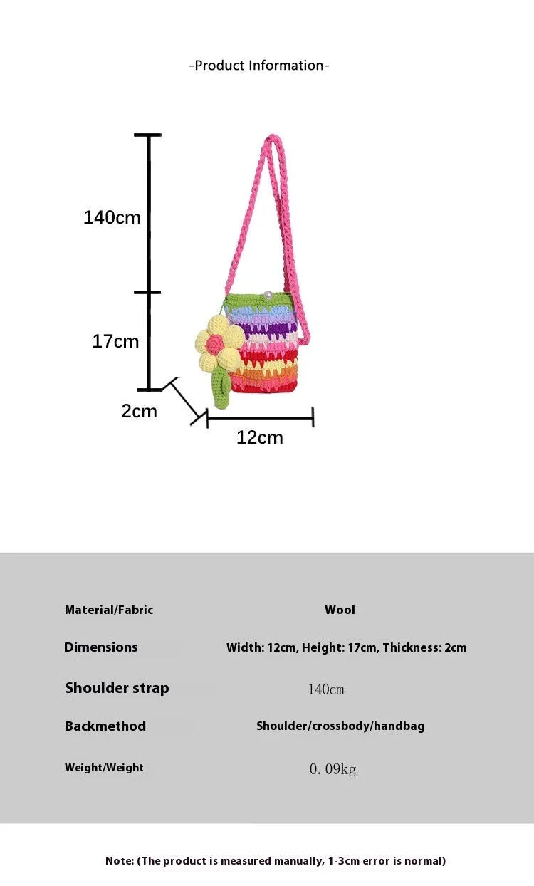 Baomaoxian Plush Mobile Phone Shoulder Bag Colour Flower Pendant Accessory 12x17x2cm Dimensions Manual Carrying Case for Everyday Use