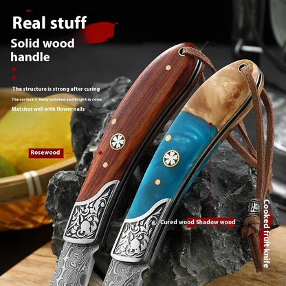 VG10 stainless steel folding portable outdoor knife showing folding mechanism