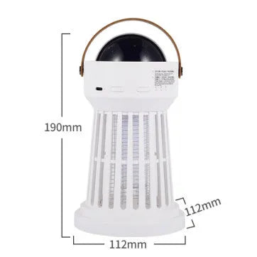 White electric mosquito killer lamp with star projection and folding handle for 20m² coverage