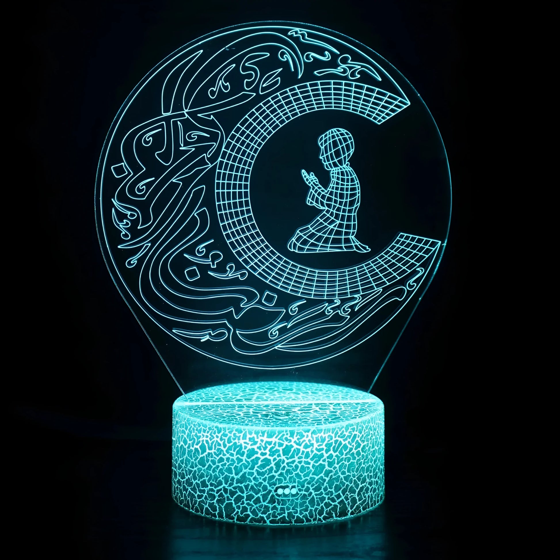 3D cartoon LED night lamp with touch controls and remote on black base