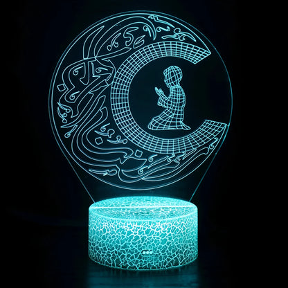 3D cartoon LED night lamp with touch controls and remote on black base