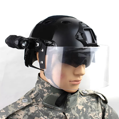 Transparent helmet face mask with clear PC lens for guide rail attachment