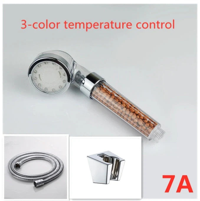 Color Changing LED Shower Head with temperature sensor and high pressure