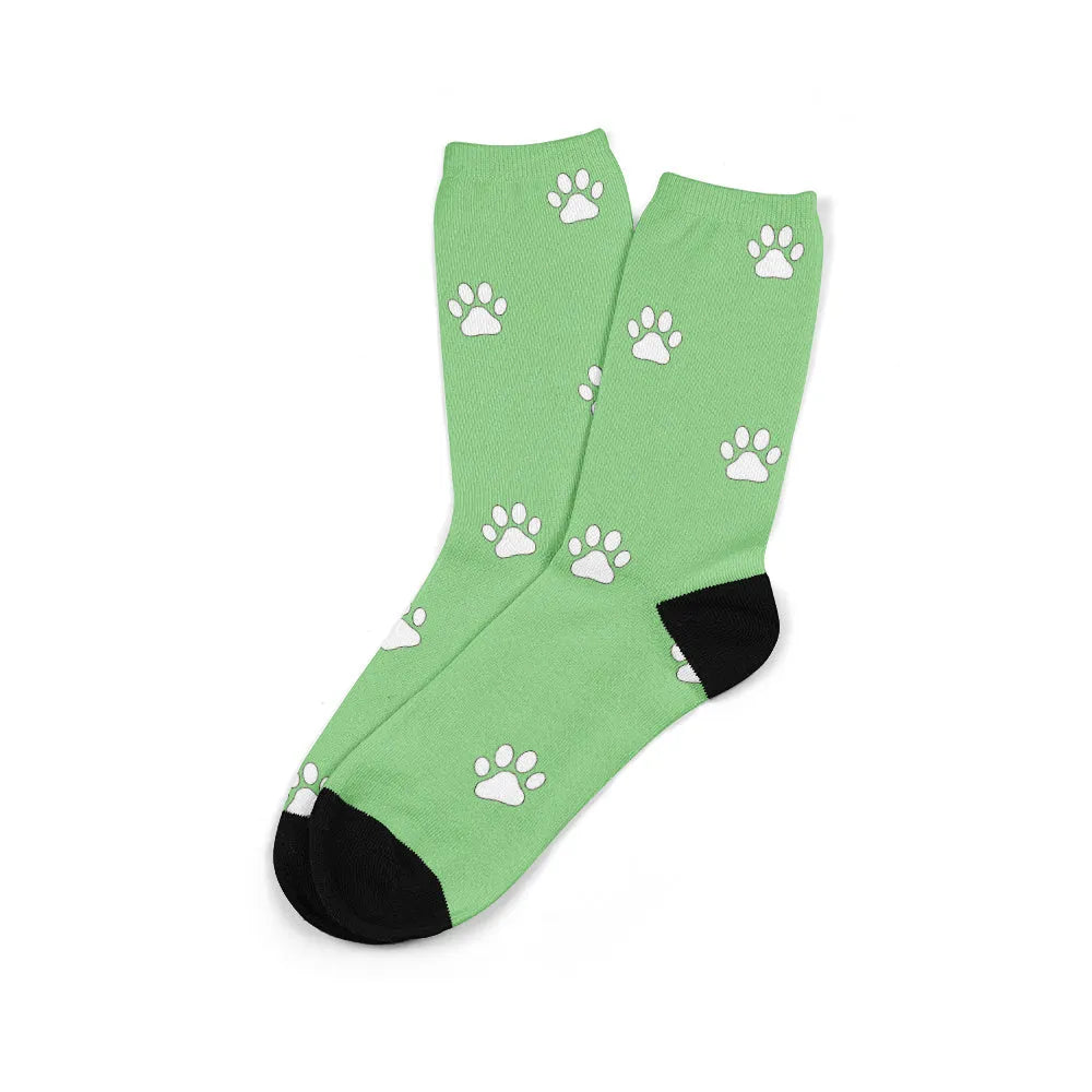 Custom printed mid-calf tube sock with a cartoon pattern from a personal photo.