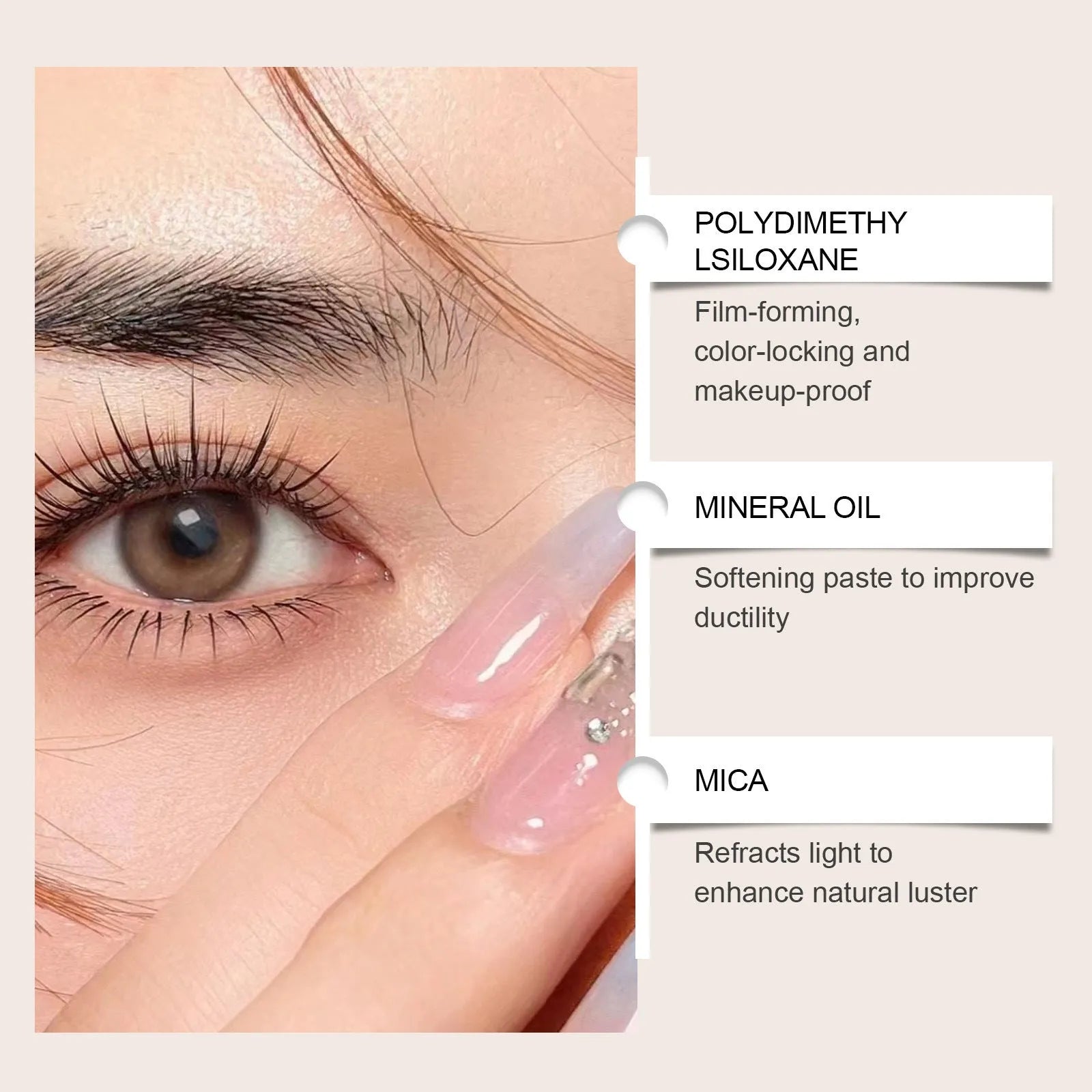 Dual-ended cream highlight and contour makeup stick showing three colour finish options
