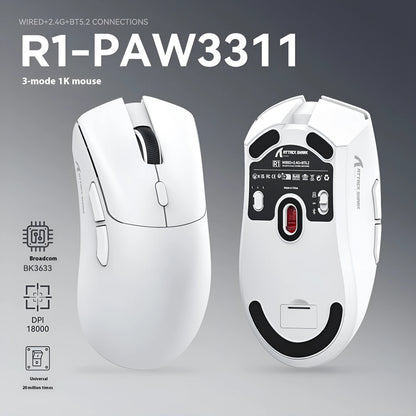 Attack Shark wireless Bluetooth mouse in black, white, or red colour options