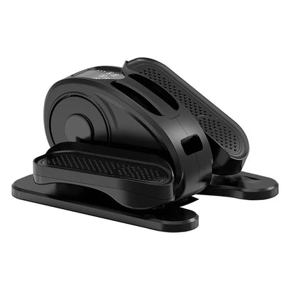 Compact electric elliptical trainer for home use in black, silver, or orange