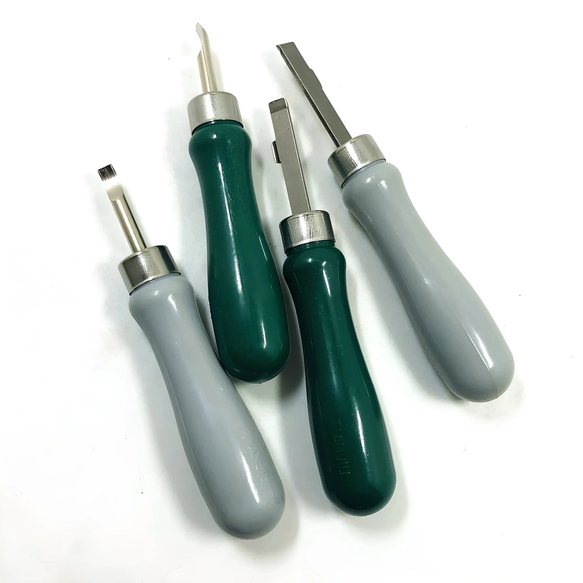 Watch back cover removal tool with alloy plastic construction in green or grey with double head or elbow pry knife designs