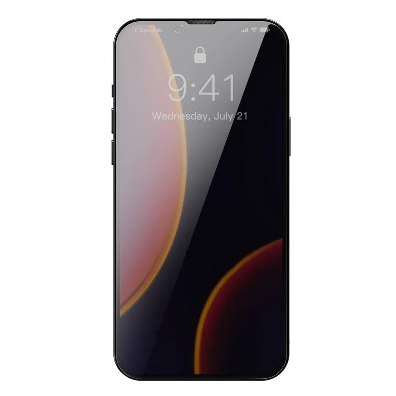 Full screen privacy tempered glass film for iPhone 5.4 inch 2021 model in black, HD front film with fitting tools
