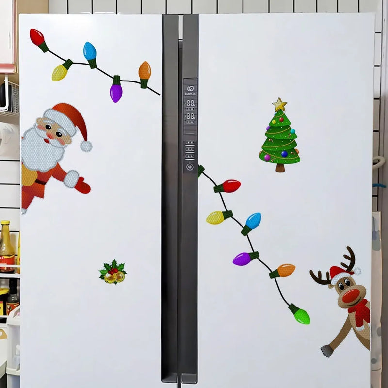 Christmas elk magnetic car decoration sticker in reflective orange synthetic resin with 6-thread RFM025 design and cartoon style for festive vehicle decoration and gift-giving occasions