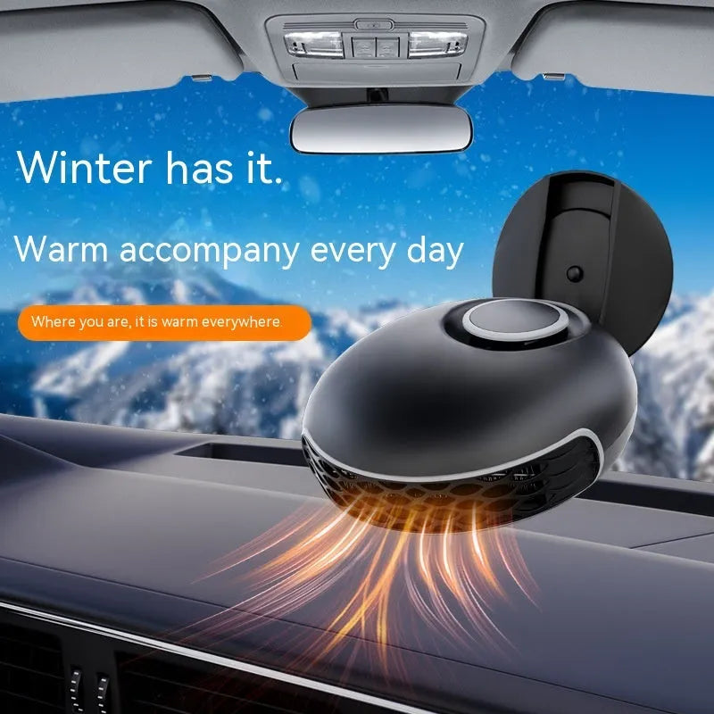 Black car defrost heater with ABS housing and long cable for 12V or 24V vehicle systems