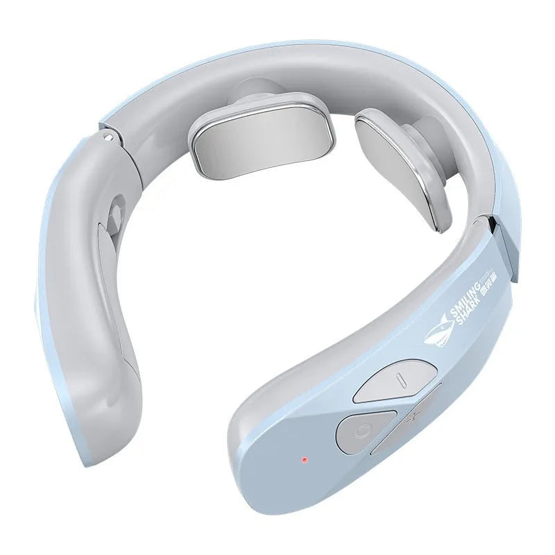 Lake blue electric neck massager with EMS pulse therapy and heating function