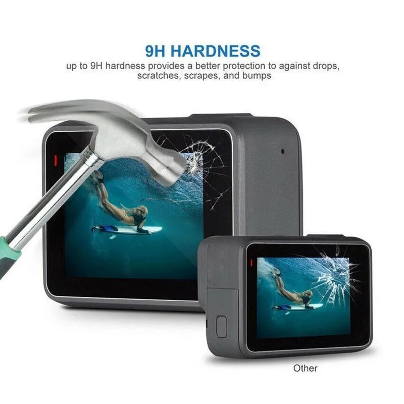 GoPro Hero 5/6/7 transparent 9H tempered glass lens and LCD screen protector films