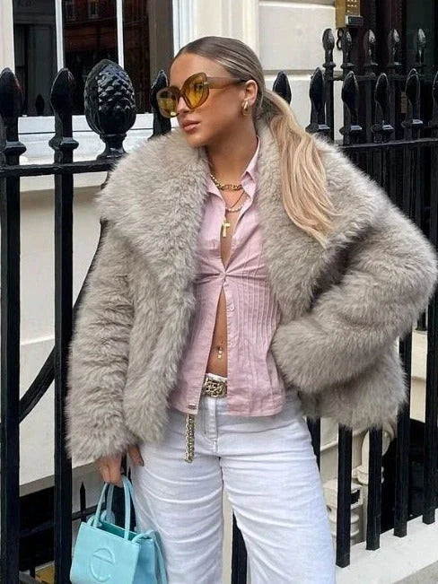 Cozy and stylish plush winter coat for women in various colors and sizes