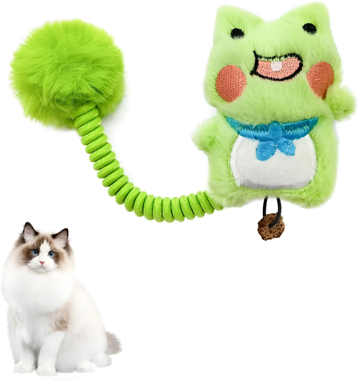 Interactive cat toys with silvervine fruit, spring, fuzzy ball and plush animal designs for kittens