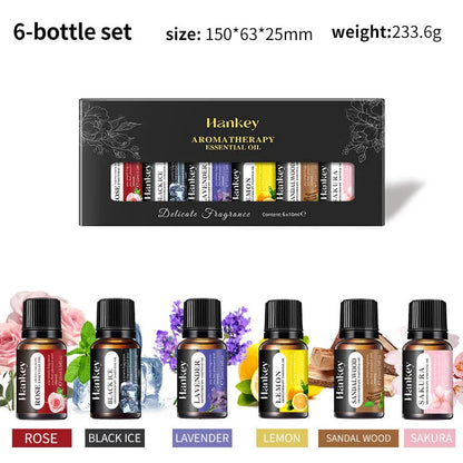 Boxed set of water-soluble aromatherapy essential oils in vials, available in multiple pack sizes.