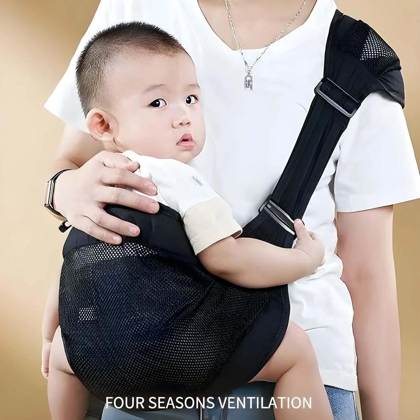 Cloth baby waist stool carrier for children shown in grey colour.