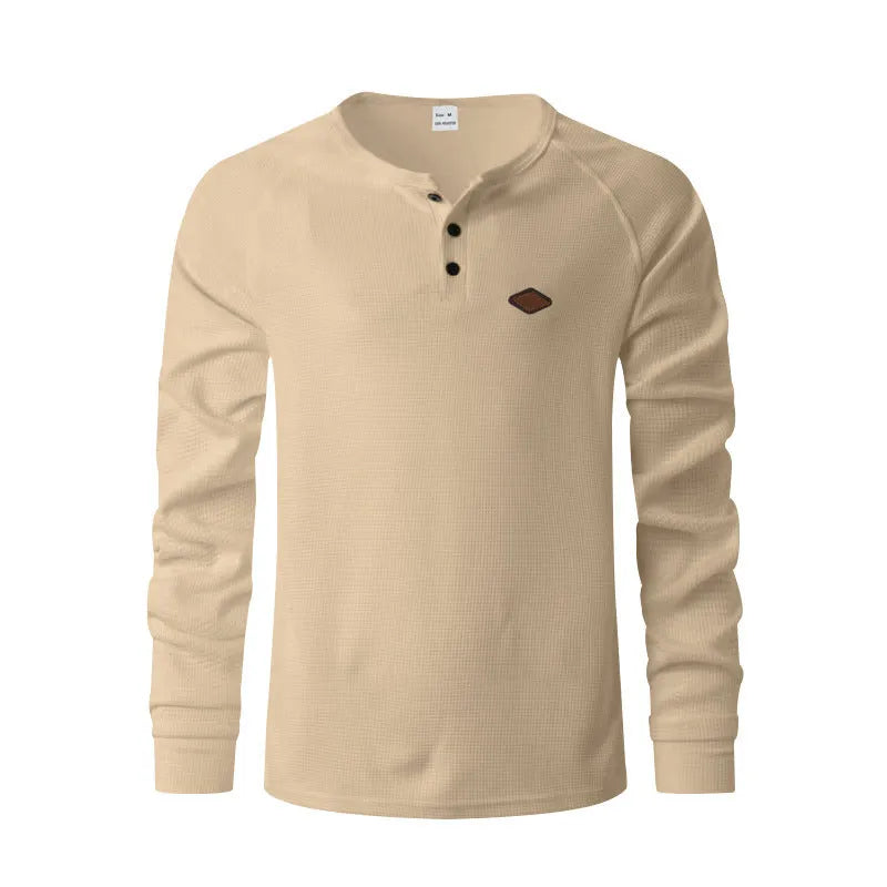 Waffle pattern raglan sleeve pullover in thin polyester fabric shown in sapphire blue