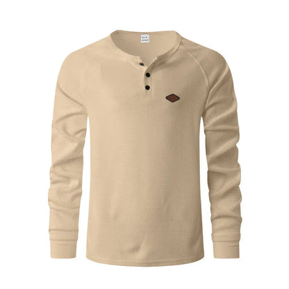 Waffle pattern raglan sleeve pullover in thin polyester fabric shown in sapphire blue