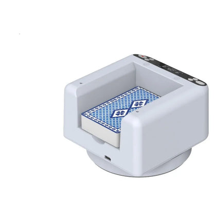 Third generation automatic plastic dealing device for poker cards on a table.