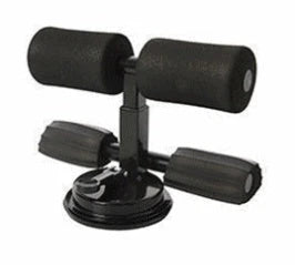 Compact sit-up strength trainer with steel springs and foam padding for home fitness
