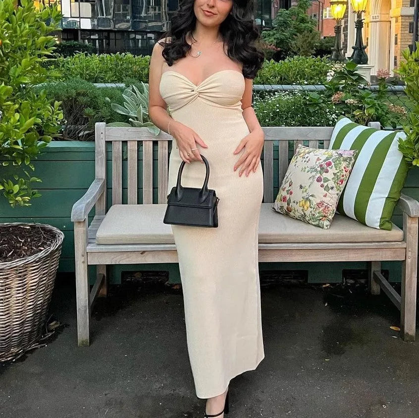 Women's knitted cross off-shoulder dress in various colours