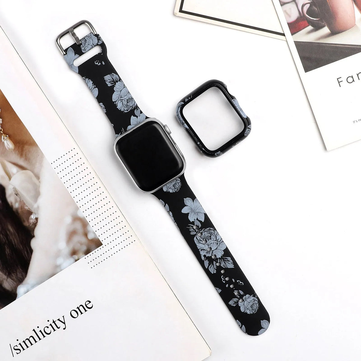 Printed silicone Apple Watch strap replacement band in multiple colours and patterns