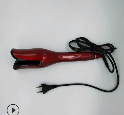 Blue automatic ceramic rotating curling iron with digital display and 2.5 cm barrel for anti-scald curls in 15 seconds