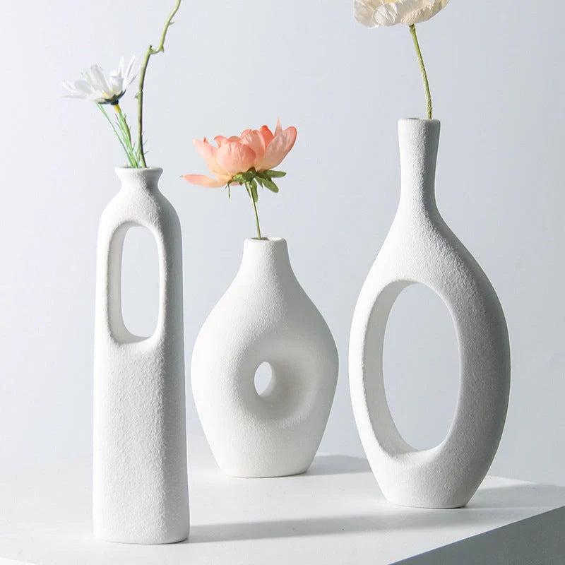Handmade ceramic vase with frosted finish for flower arrangements