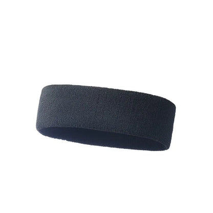 Widened solid colour sports sweatband in polyester and spandex, shown in one of five available colours.