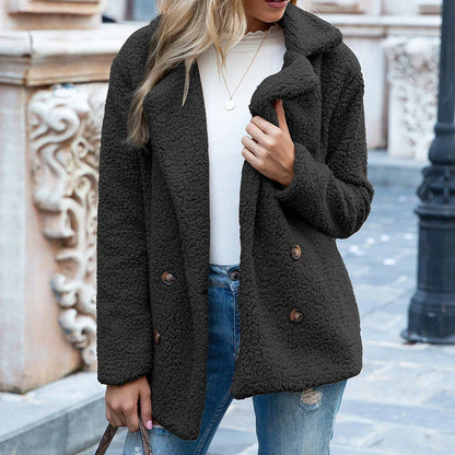 A cozy, plush winter jacket for women in a variety of stylish colors and sizes