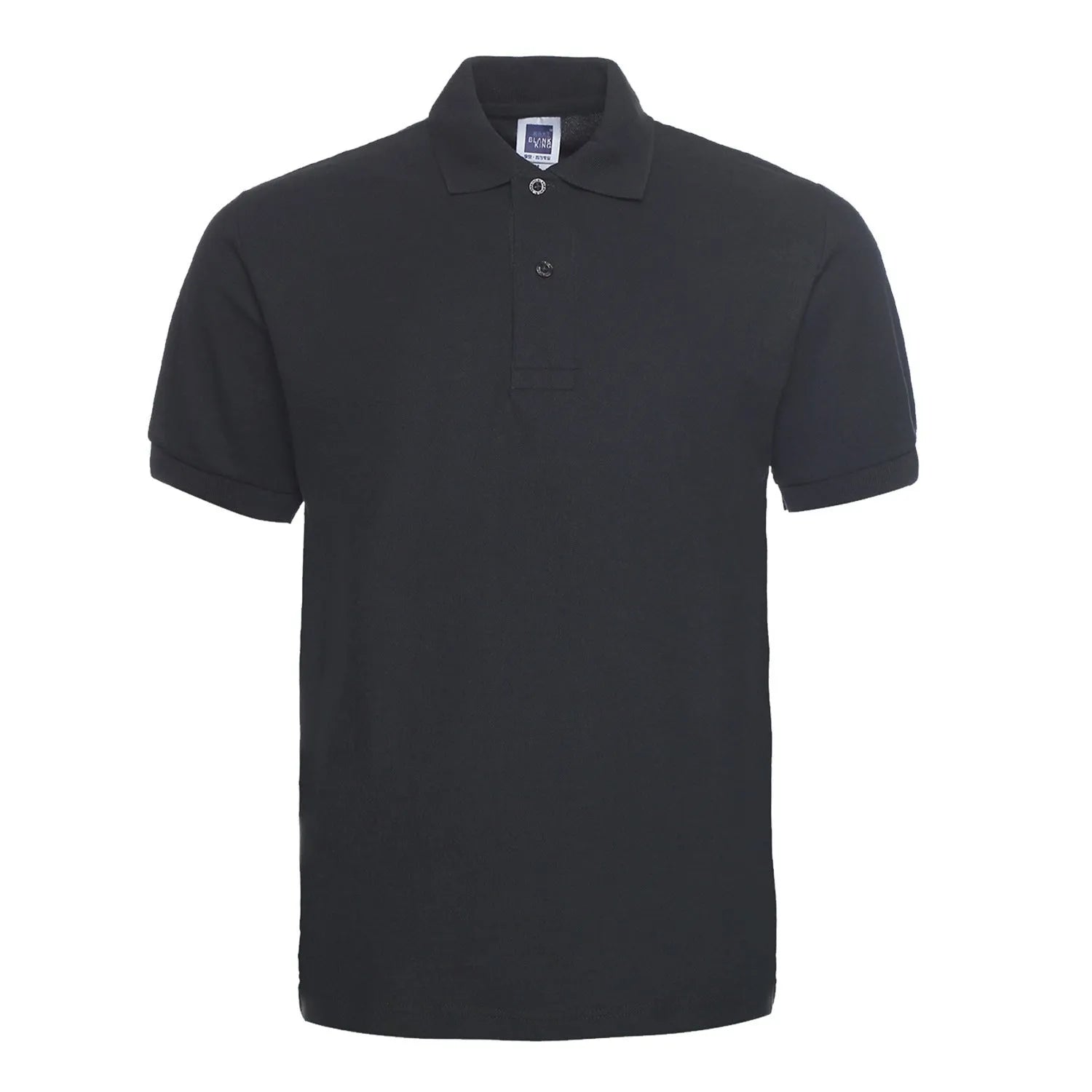 Solid colour plus size short sleeve polo shirt on a hanger, loose fit style.