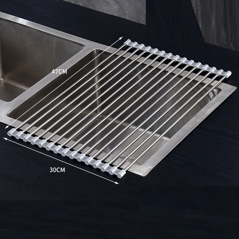 PP pot mat and kitchen drainage rack with stainless steel pipe insulation pad, modern minimalist, sizes 37x23cm to 47x36cm