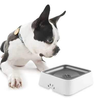 Grey ABS 2L pet water bowl with floating plate and slow water inlet, 244.5 x 221 x 86.5mm