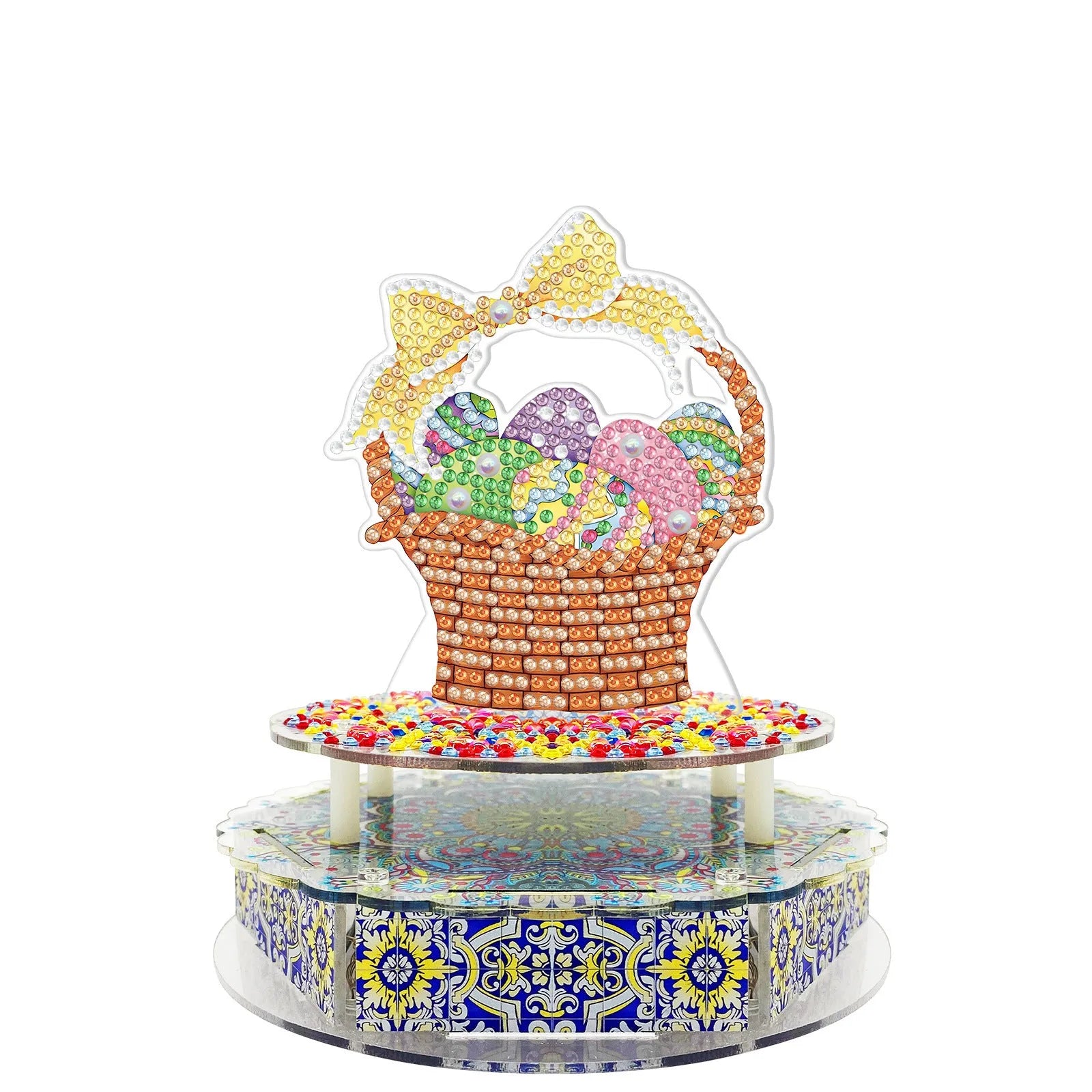 Handmade DIY diamond painting music box kit with light string and assembly tools for Halloween and Easter decoration