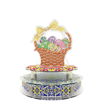 Handmade DIY diamond painting music box kit with light string and assembly tools for Halloween and Easter decoration
