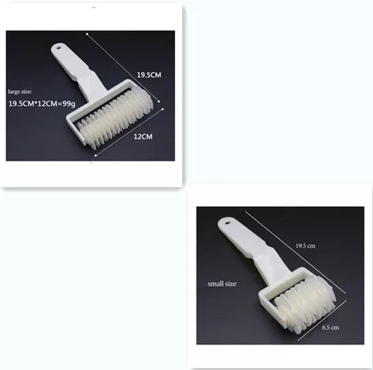 White plastic pizza knife set with three sizes for clean, effortless cuts