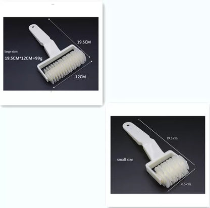 White plastic pizza knife set with three sizes for clean, effortless cuts