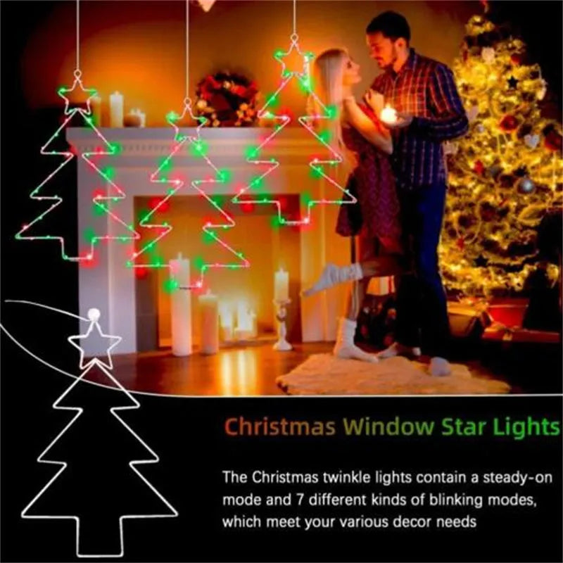 Wrought iron Christmas tree shaped LED garland lights with white birch colour and 40 LED beads